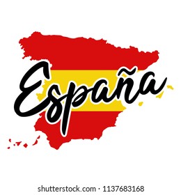 Spain Map Silhouette Flag Button Vector Art Design Patriotic Symbol