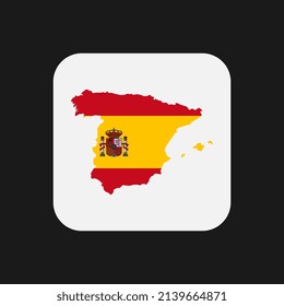 Spain map silhouette with flag on white background