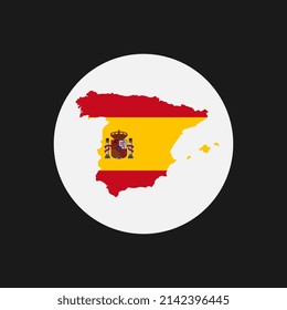 Spain map silhouette with flag on white background