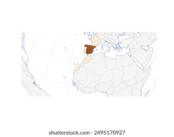 Spain Map: Southern Europe on the Iberian Peninsula - Illustration of the Country along with its neighboring countries