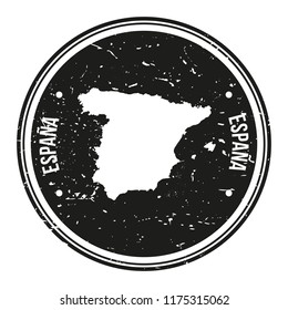 Spain Map Symbol Round Design Stamp Travel and Business.