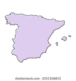 Spain map symbol shape, travel web flat concept icon vector illustration .