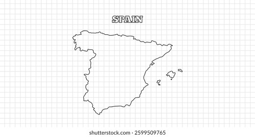 Spain map travel with outline simple drawing version Illustration