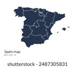 Spain map vector, Abstract design vector illustration Eps 10. Navy color.High Detailed on white background.
