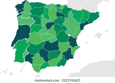 Vector de mapa de España, Ilustración vectorial de diseño Abstractas Eps 10 color verde. Alto Detallado sobre fondo blanco.