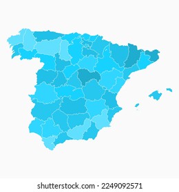 Spain map vector. Colored political map. Administrative division, regions.