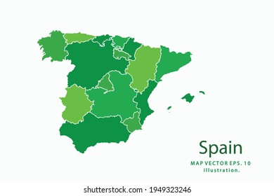 Mapa de España. Vector eps10. color verde. con un fondo blanco.