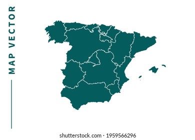 Spain map vector. green color on white background.