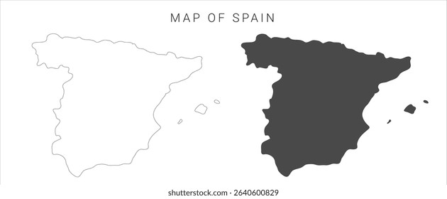 Spain map vector illustration, outline vector map of Spain, Administrative Poster map of Spain, Spanish political map, EPS 10 vector drawing, simple outline border, geographical borders