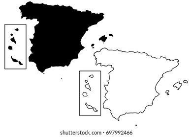 Spain map vector illustration, scribble sketch Spain