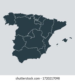 spain map vector, isolated on gray background