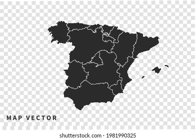 Spain map vector, isolated on transparent background