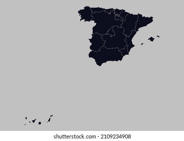 Spain map vector, Isolated on gray background