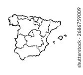 Spain map, vector sketch illustration
