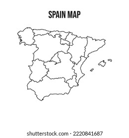 Spain map vector. Spain map with territory line. vector illustration simple spain maps.