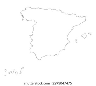 Spain map white color, high details 