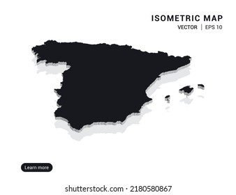 Spain map white on pink background with 3d isometric vector illustration