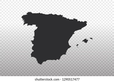 Spain Map - World Map International vector template isolated on transparent background - Vector illustration eps 10