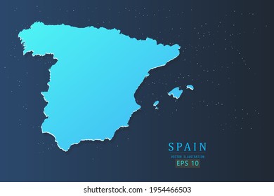 Mapa de España - Mapa Mundial Plantilla vectorial internacional con 3d, color azul gradiente y estrellas aisladas en el fondo de la galaxia - Ilustraciones vectoriales 10