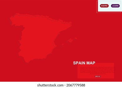 Spain Map - World Map International vector template with red color and outline sketch isolated on red background for education, design, website, banner - Vector illustration eps 10