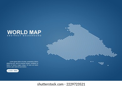 Spain Map - World map International vector template with isometric top and white pixel, grid, grunge, halftone style isolated on blue background for design, web - Vector illustration eps 10