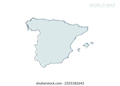 Spain Map - World map International vector template with blue stork line and blue geometric shapes isolated on white background for design, infographic, website - Vector illustration eps 10