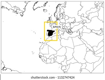 Spain map yellow frame geography national 