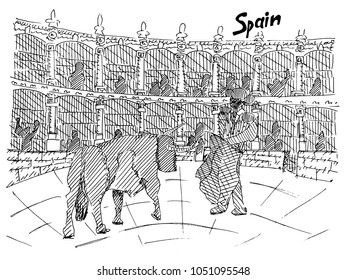 Spain matador against bull bullfight  vector illustration