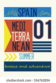 spain mediterranean summer,t-shirt print poster vector illustration