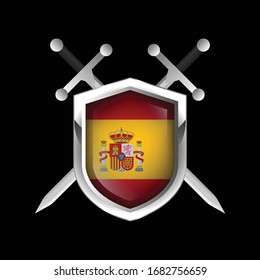 escudo metálico españa con dos espadas cruzadas