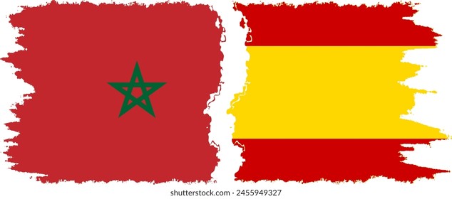 España y Marruecos grunge banderas conexión, Vector