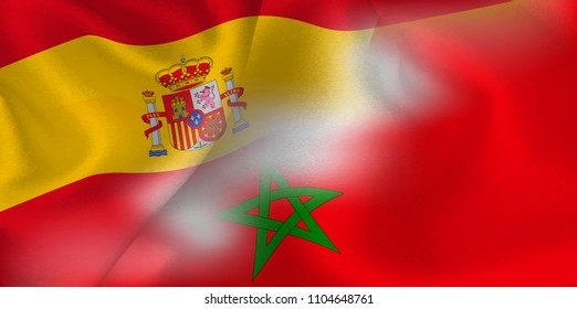 Spain Morocco national flag soccer ball