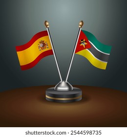 A tabela de Espanha e Moçambique sinaliza a relação com o plano de fundo gradiente. Ilustração de vetor