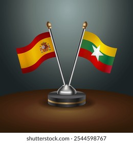 A tabela de Espanha e Mianmar sinaliza a relação com o plano de fundo gradiente. Ilustração de vetor