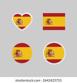 Spain nation flag collection emblem design vector