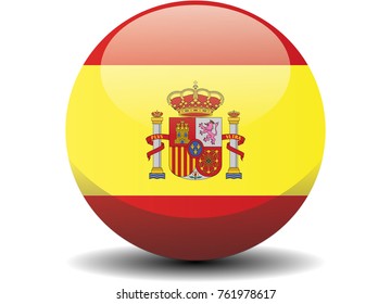 Spain national circle button flag background texture. Vector illustration.