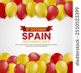 Spain national day banner background with spanish colors balloons illustration