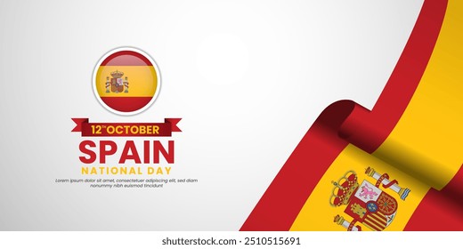 Modelo de fundo de banner do Dia Nacional da Espanha com bandeira de ondulação espanhola