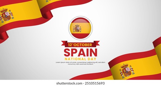 Modelo de fundo de banner do Dia Nacional da Espanha com bandeira de ondulação espanhola