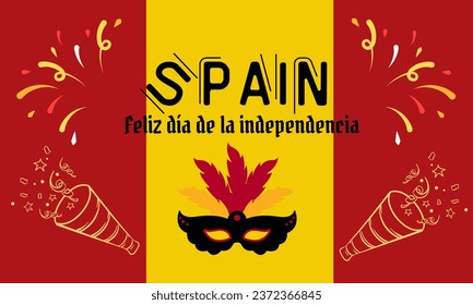 Spain national day banner for España , Espana or Espania with abstract modern design. Flag and map of Spain with typography red yellow color theme