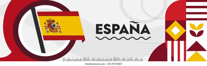 Spain national day banner for España , Espana abstract retro modern geometric design. Flag of Spain corporate business theme.