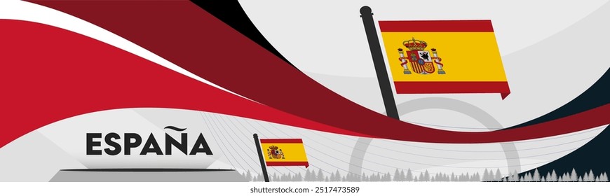 Spain national day banner for España , Espana abstract retro modern geometric design. Flag of Spain corporate business theme.