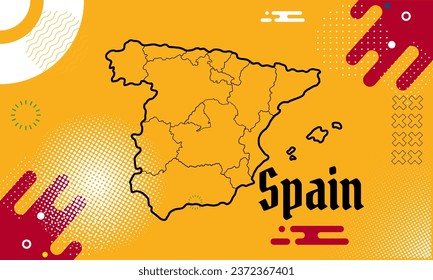 Spain national day banner for independence day anniversary. Flag of Spain with modern geometric retro abstract design. 