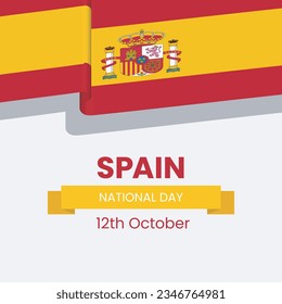 Spain National Day Banner or Post Template. Happy Independence Day Spain 12th October. Espana or Espania modern design. Flag of Spain with typography red yellow color