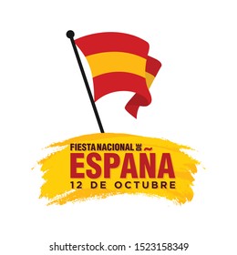 Spain National Day. Fiesta Nacional de Espana; 12 de Octubre (Translated: The National Day of Spain; October 12). Frame Template Design. Vector Illustration.