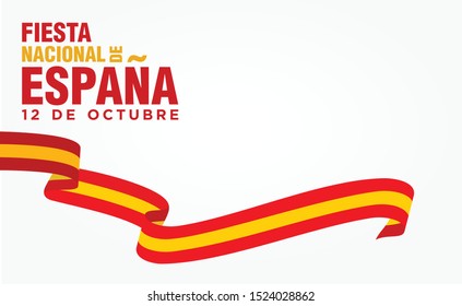 Spain National Day. Fiesta Nacional de Espana; 12 de Octubre (Translated: The National Day of Spain; October 12). Frame Template Design. Vector Illustration.