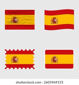 Spain national flag in four different styles.