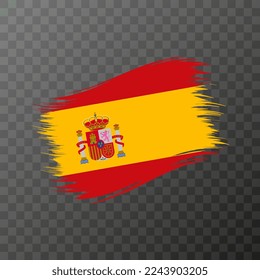 Spain national flag. Grunge brush stroke. Vector illustration on transparent background.
