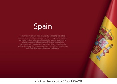 Spain national flag isolated on dark background with copyspace