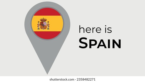 Spain national flag map marker pin icon illustration